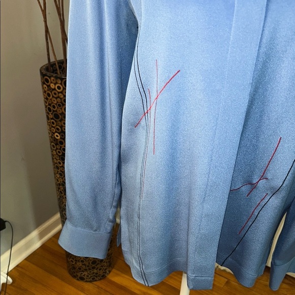 Worth Blue Blouse with Red Stitching - Picture 2 of 14